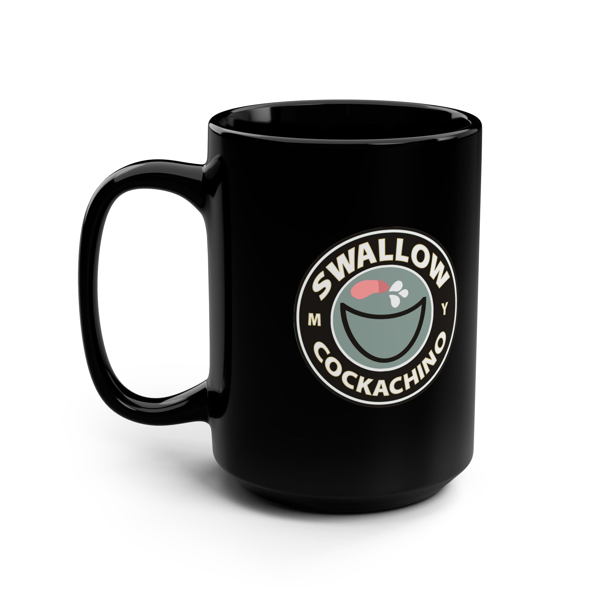 Swallow My Cockachino Black Mug